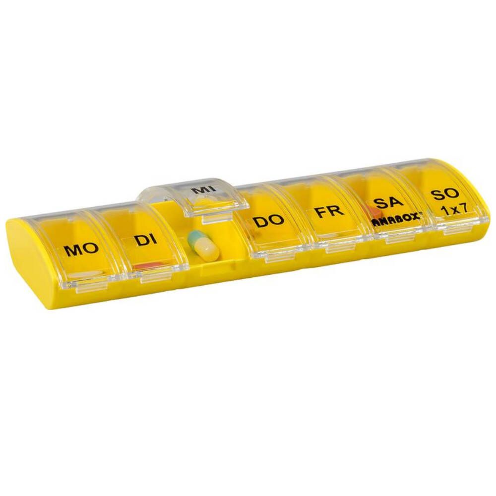 Anabox® 1x7 Doseur de comprimés jaune