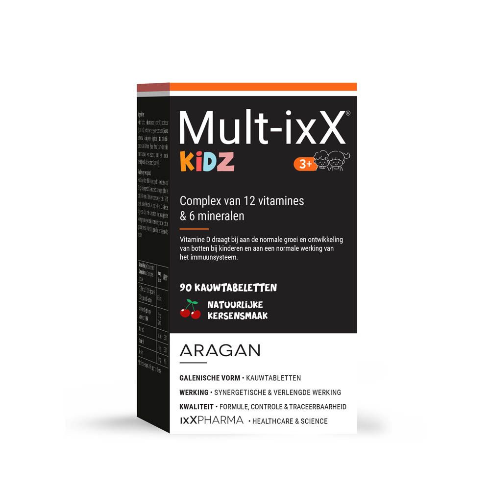 Produktverpackung mit Schachtel. Auf der Schachtel steht "Mult-ixX KIDZ" und Kirschen.