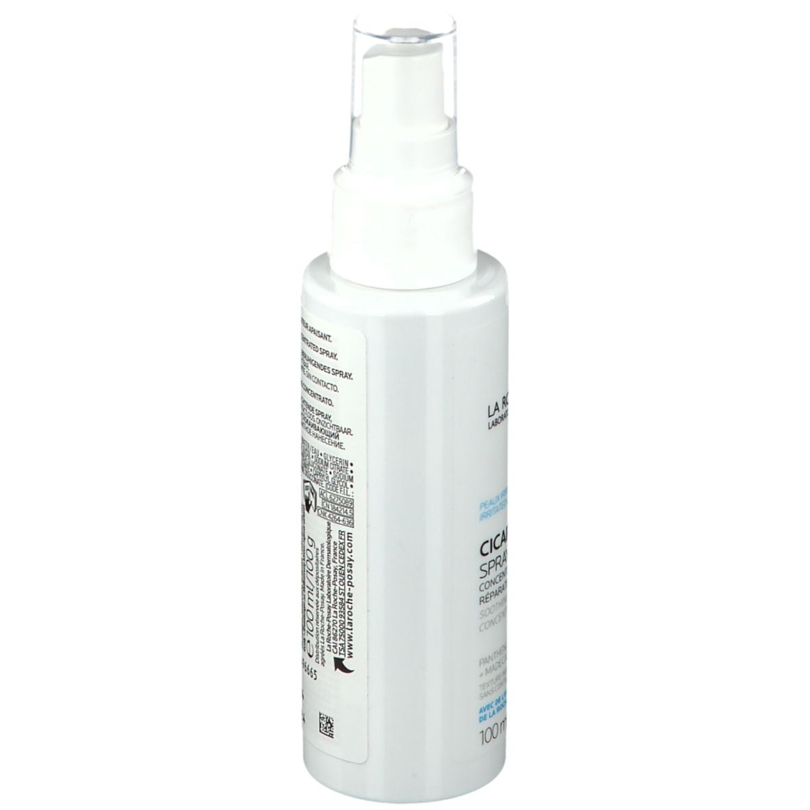 La Roche-Posay CICAPLAST B5 Spray. Witte fles met verstuiver. Zijaanzicht.