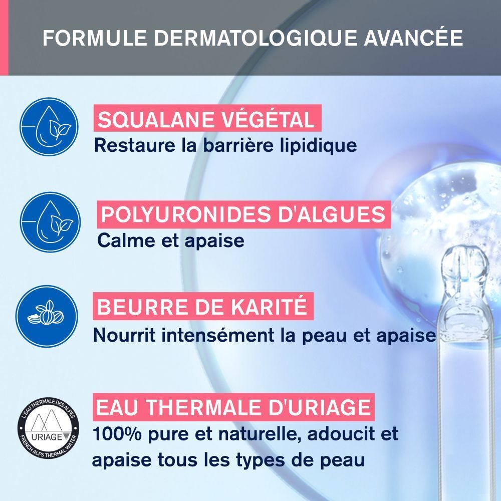 Emballage. Logo Uriage. Nom du produit: Toléderm Control. Texte: Rich Soothing Care. 40ml. 1.35 fl.oz.