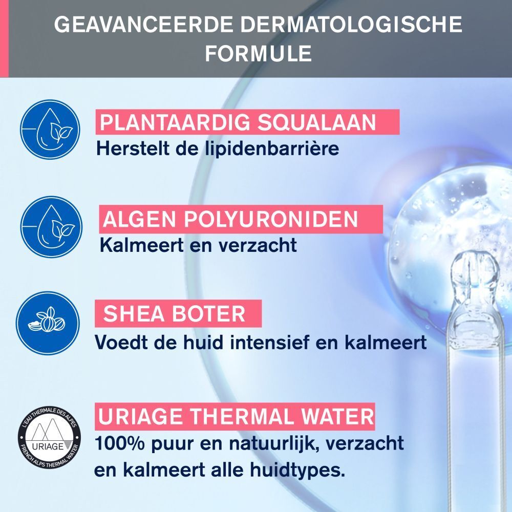 Verpakking. Uriage-logo. Productnaam: Toléderm Control. Tekst: Rich Soothing Care. 40ml. 1.35 fl.oz.