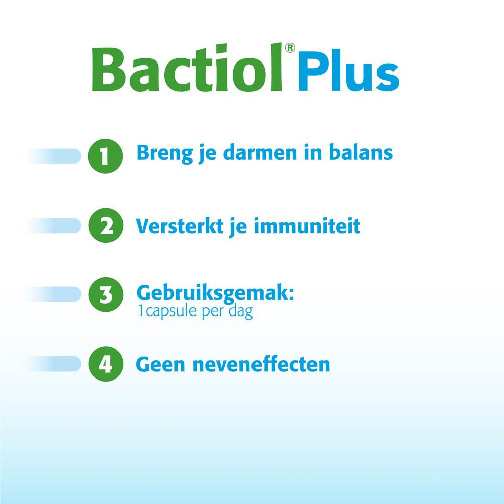 Infographic: 4 voordelen van Bactiol Plus. Nederlandse tekst.