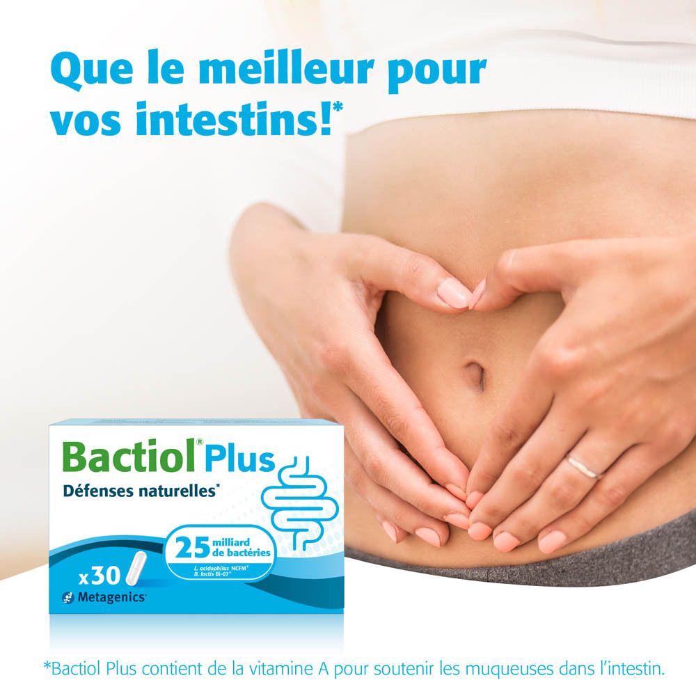 Image produit : boîte Bactiol Plus et ventre d'une personne.