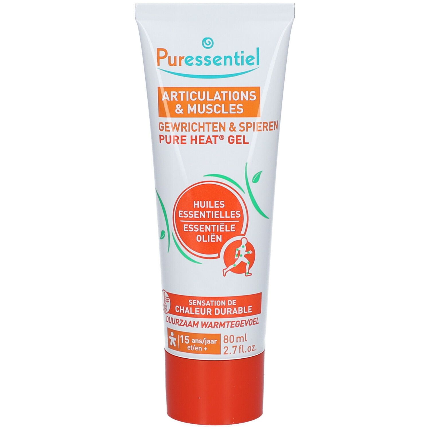 Weiß-orange Tube mit Produktnamen und Inhaltsangaben. Enthält ätherische Öle. 80ml.