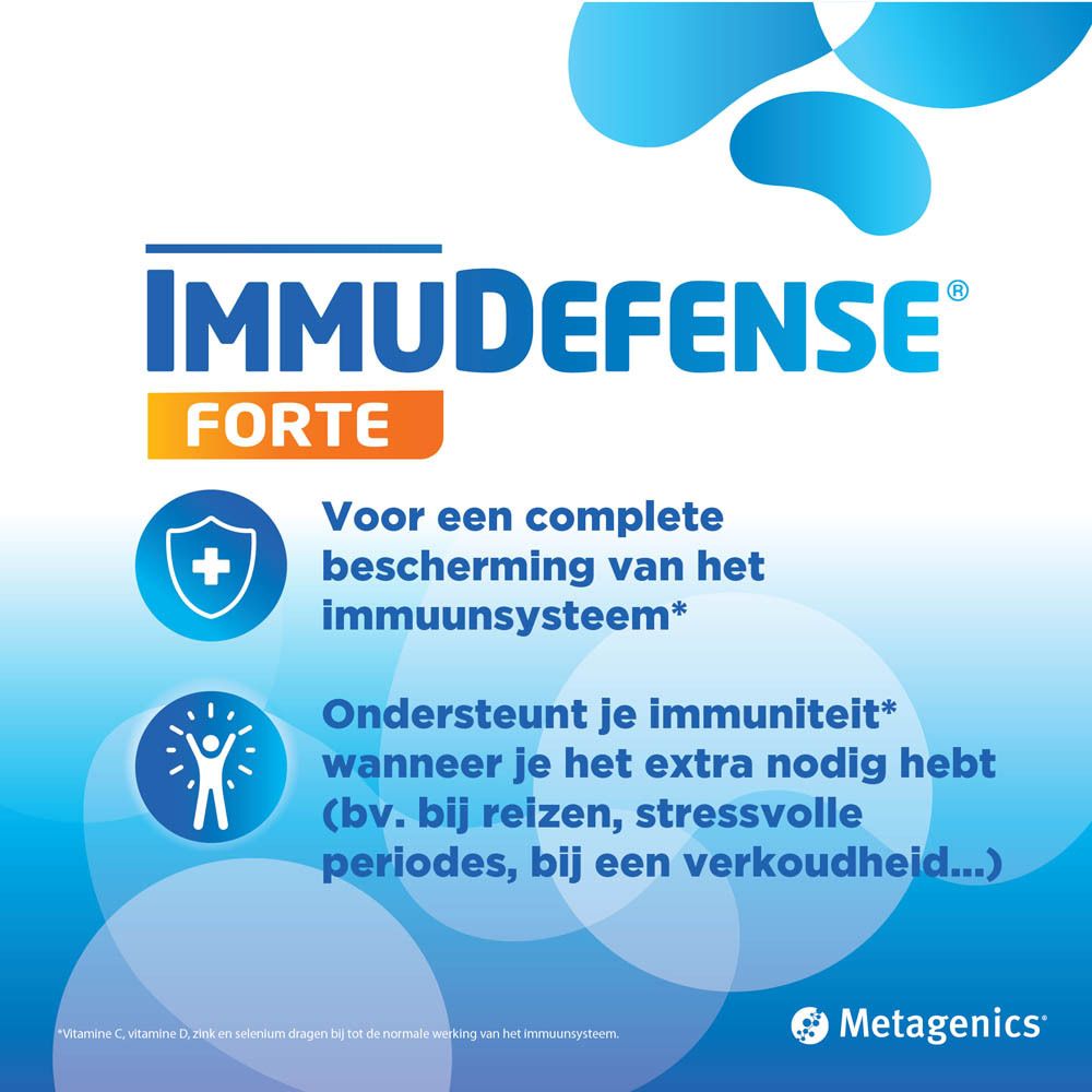 Promotiebeeld met tekst en symbolen. Voor een complete bescherming van het immuunsysteem.