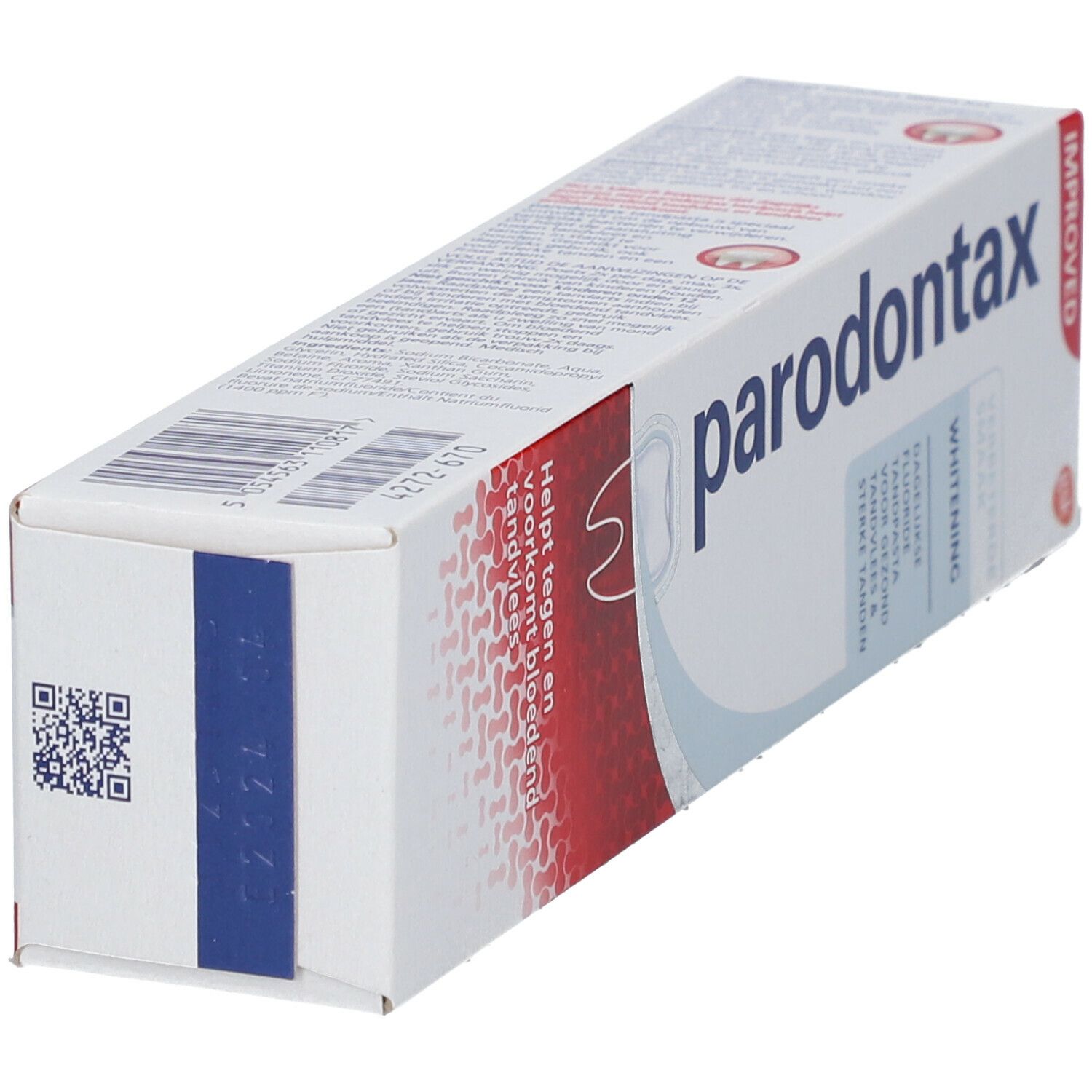 Emballage de dentifrice Parodontax Whitening. Aide à prévenir le saignement des gencives.
