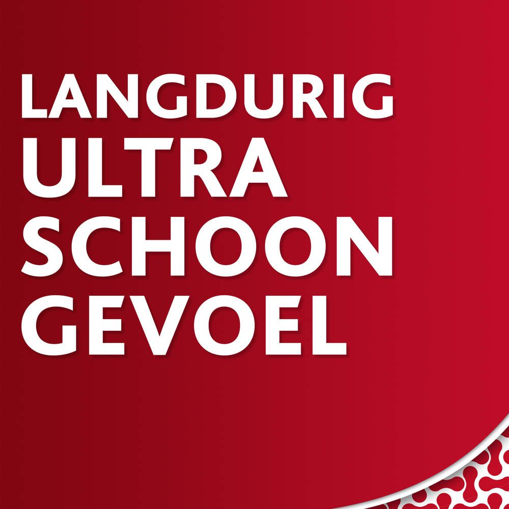 Tekst op rode achtergrond: 4x effectiever in het verwijderen van tandplak.