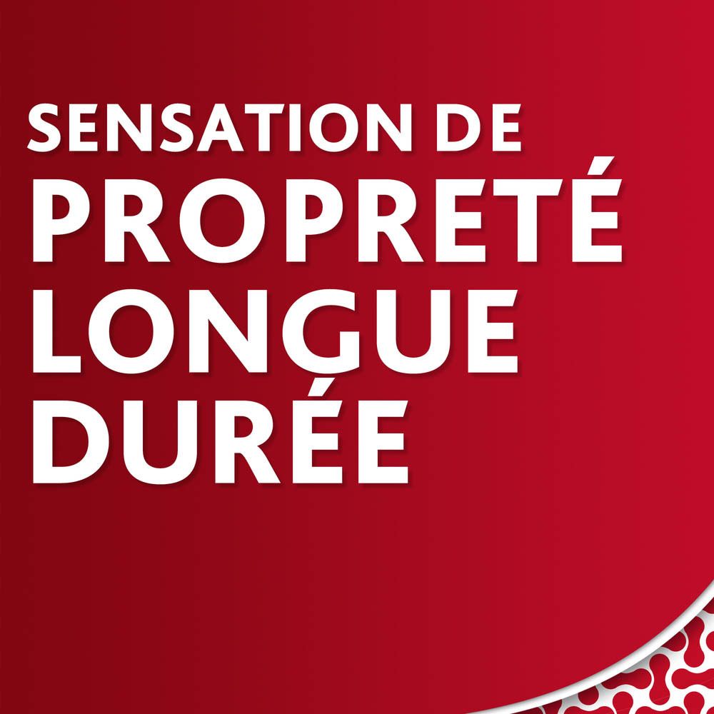 Texte sur fond rouge : Élimine délicatement les taches en surface.