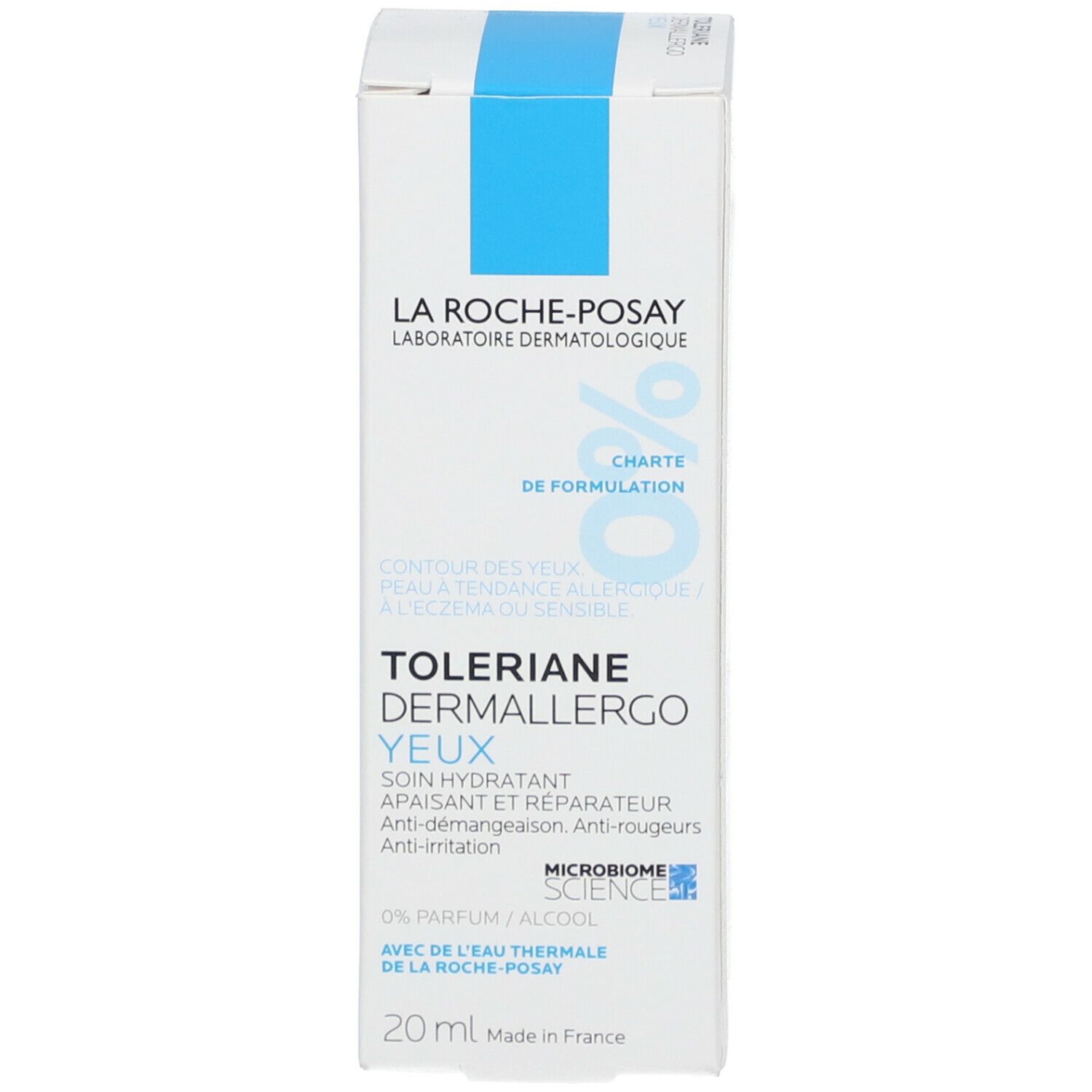 Produktverpackung. Text: Toleriane Dermallergo Augen. Marke: La Roche-Posay.