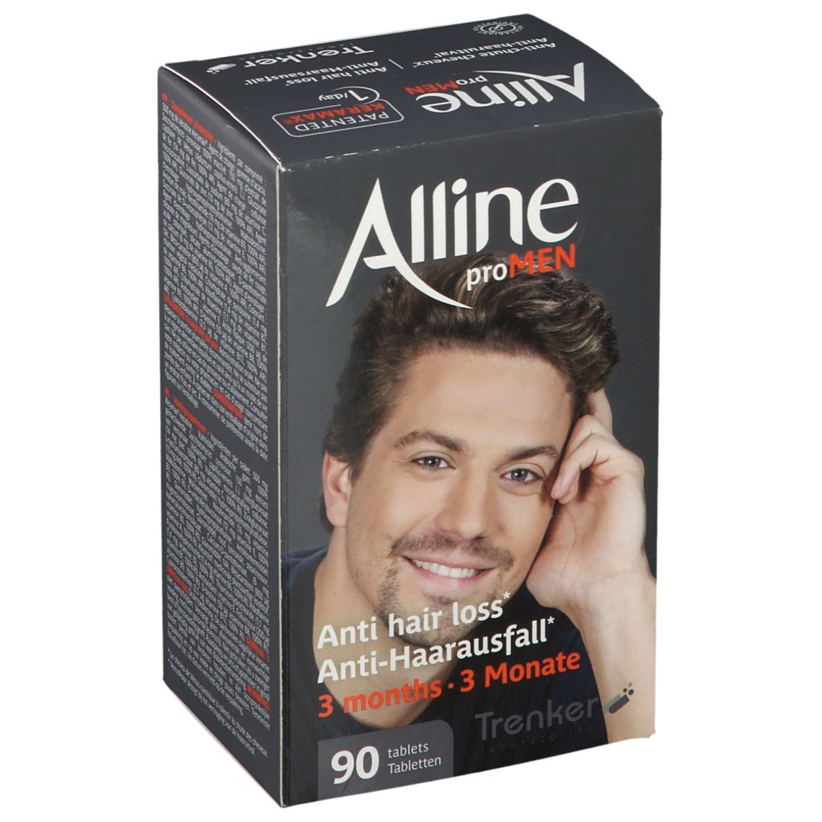 Alline proMen Packung mit 90 Tabletten, 3 Monate Behandlung gegen Haarausfall.