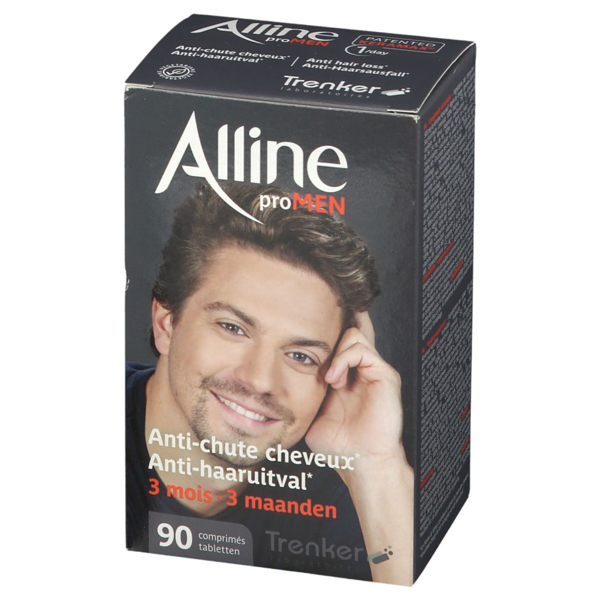 Alline proMen Packung mit 90 Tabletten, 3 Monate Behandlung gegen Haarausfall.