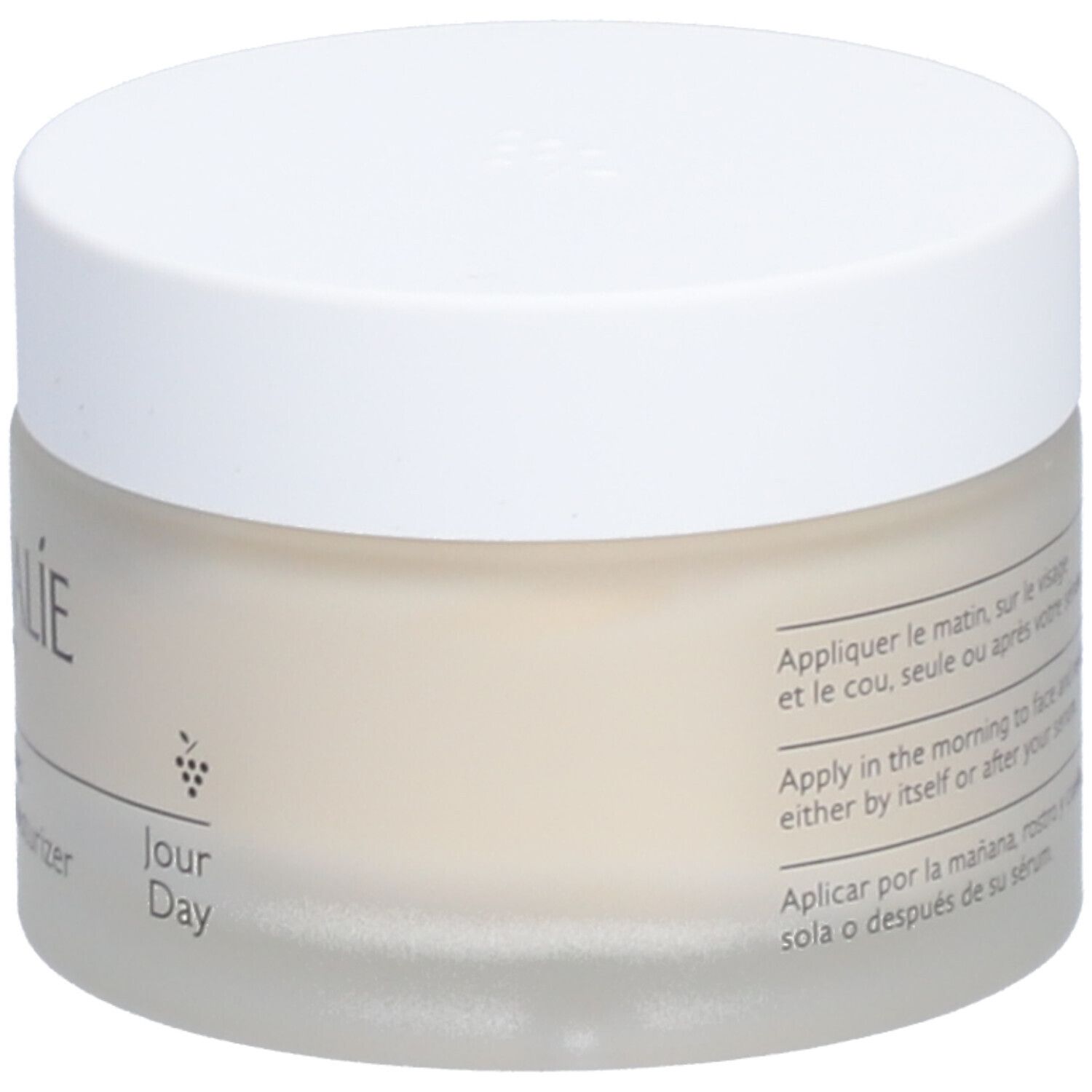 Crèmepot met witte deksel. Opschrift: Caudalie, Vinoperfect, Crème Éclat Anti-Taches, Instant Brightening Moisturizer.