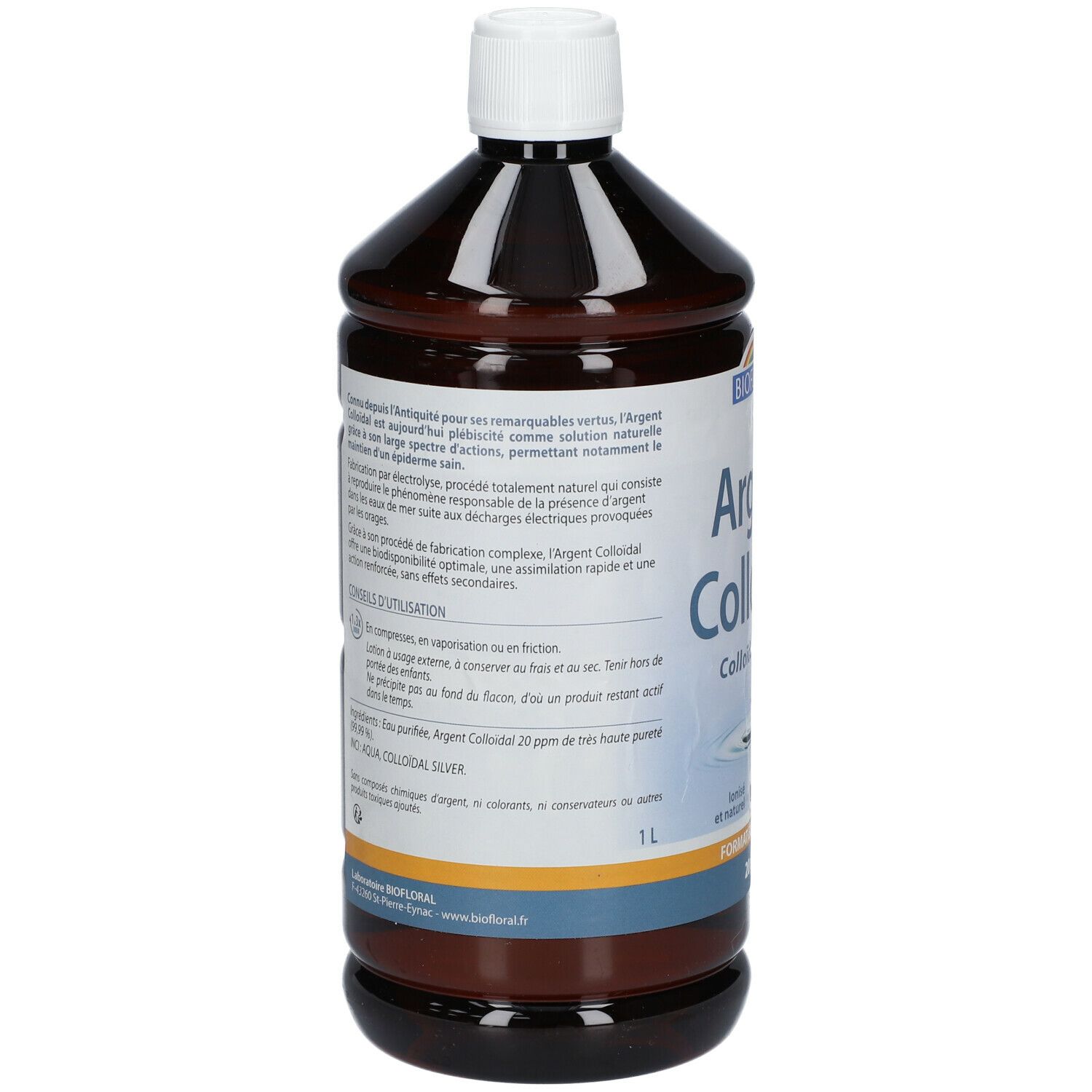 Argent Colloïdal Jolivia – 20 Ppm, 1 Litre, Produit Naturel Et Polyvalent