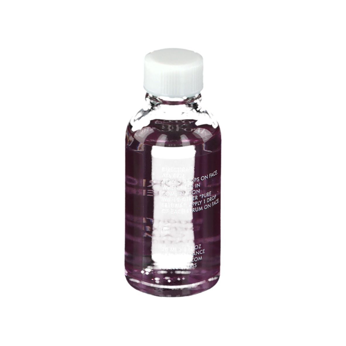 Serumfles met witte dop. Opschrift: APOT.CARE, Licorice Pure Serum. Voor geïrriteerde huid.