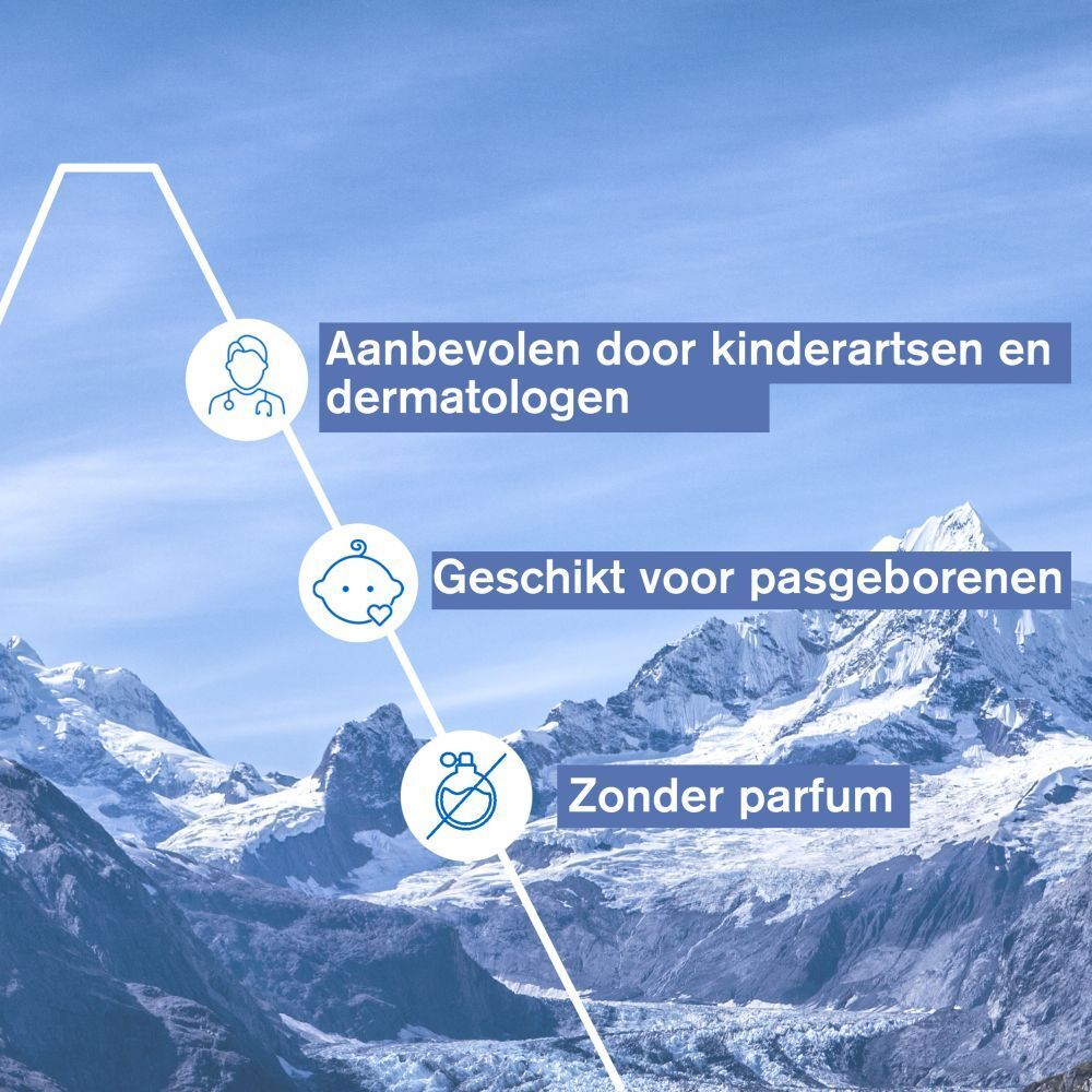 Aanbevolen door dermatologen en kinderartsen. Geschikt voor pasgeborenen. Zonder parfum.