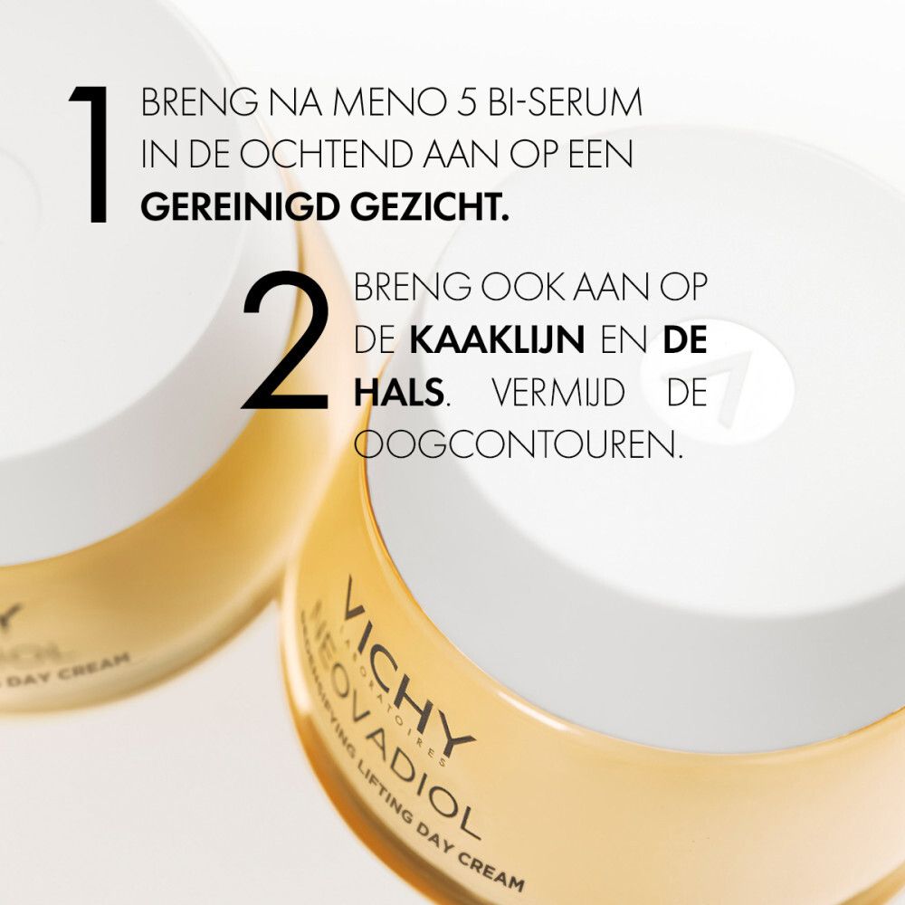 Verpakking van de crème. Opschrift: Vichy, Neovadiol, Verstevigende, Liftende Dagcrème. 50 ml.
