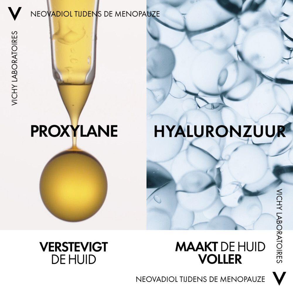 Verpakking van de crème. Opschrift: Vichy, Neovadiol, Crème Jour Redensifiante Liftante. 50 ml.