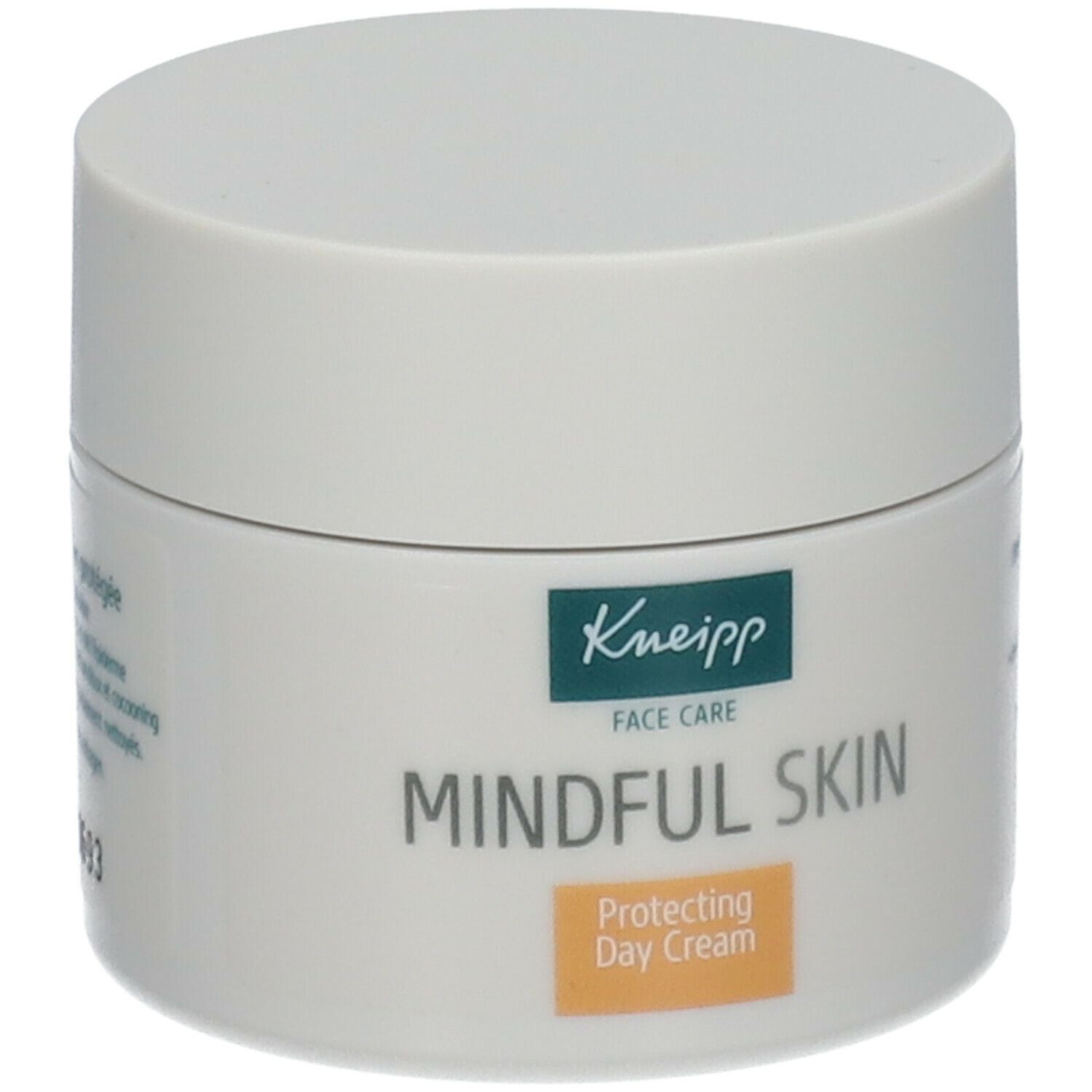 Crèmetube met deksel. Opschrift: Kneipp, Mindful Skin, Protecting Day Cream. Groen logo.