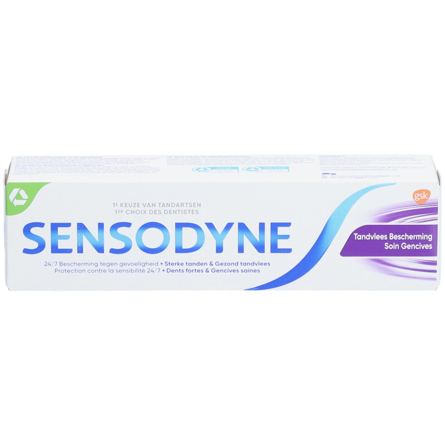 Boîte Sensodyne, 'Tandvlees Bescherming'.