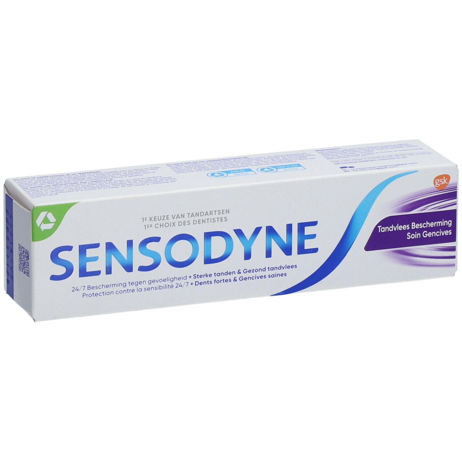 Boîte Sensodyne, 'Tandvlees Bescherming'.