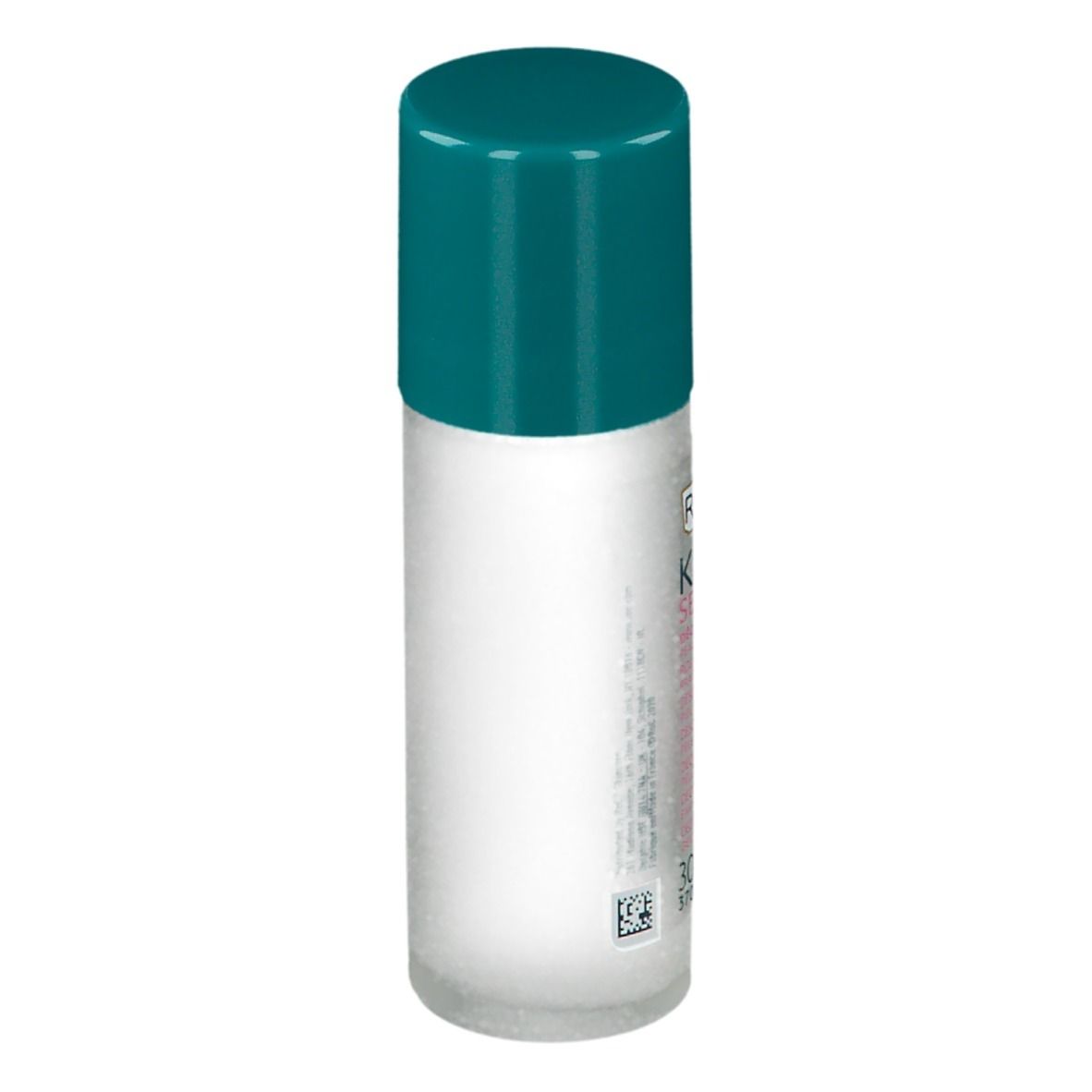 Roll-on déodorant avec bouchon vert. Inscription: RoC, Keops. Étiquette rose.