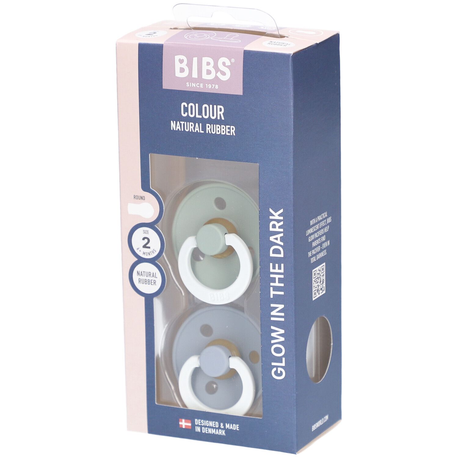 Bibs Fopspeen Glow in the Dark Sage - Cloud 6-18 Maanden 2 St Sauger
