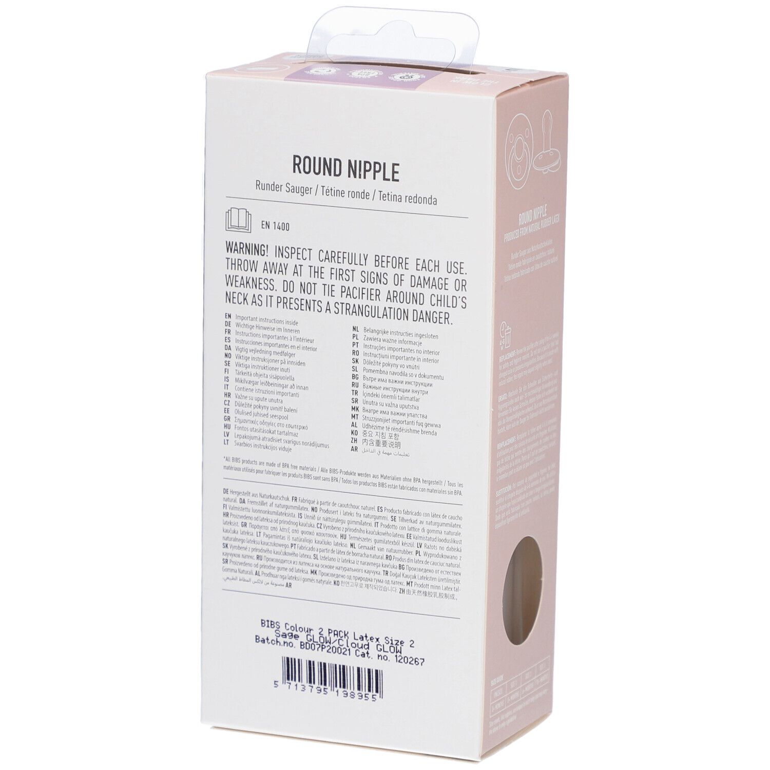 BIBS® BIBS COLOUR Nachtsauger Salbei - Wolke 6 - 18 Monate Größe 2