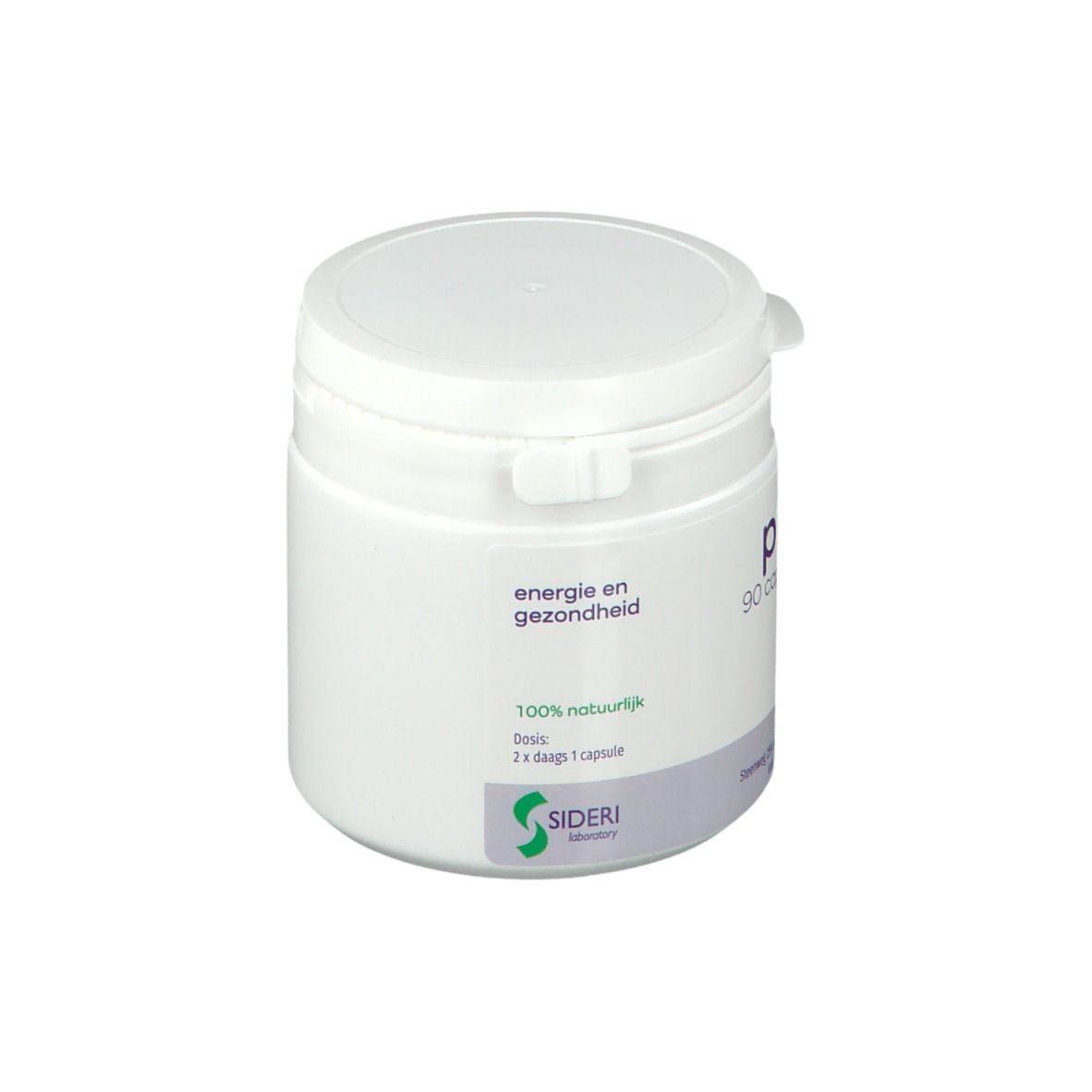 Witte pot met deksel. Opschrift: presid, 90 capsules / gélules. Tekst: energie en gezondheid.