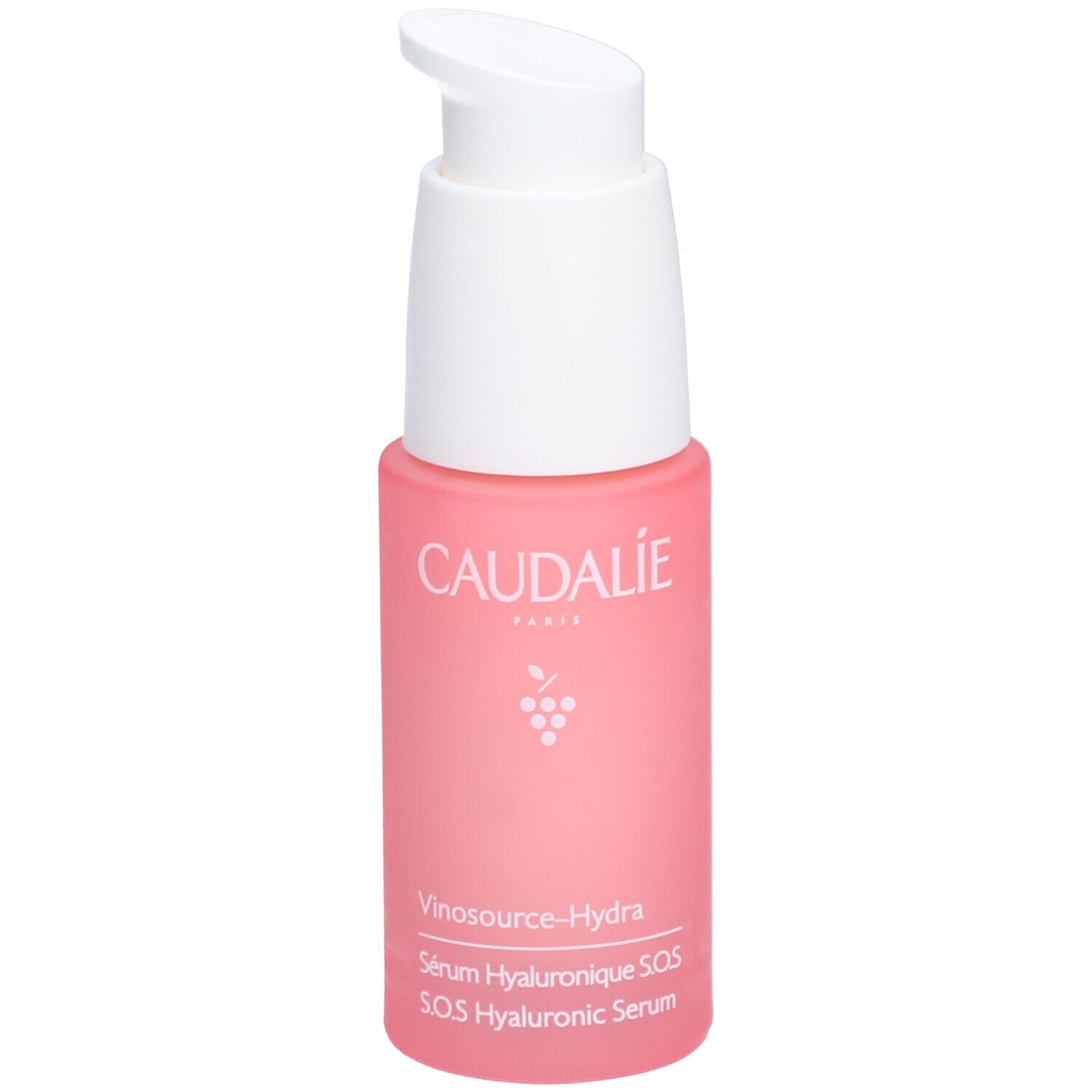Rosa Flasche mit weißem Pumpkopf. Caudalie-Logo und Produktbezeichnung sind sichtbar.