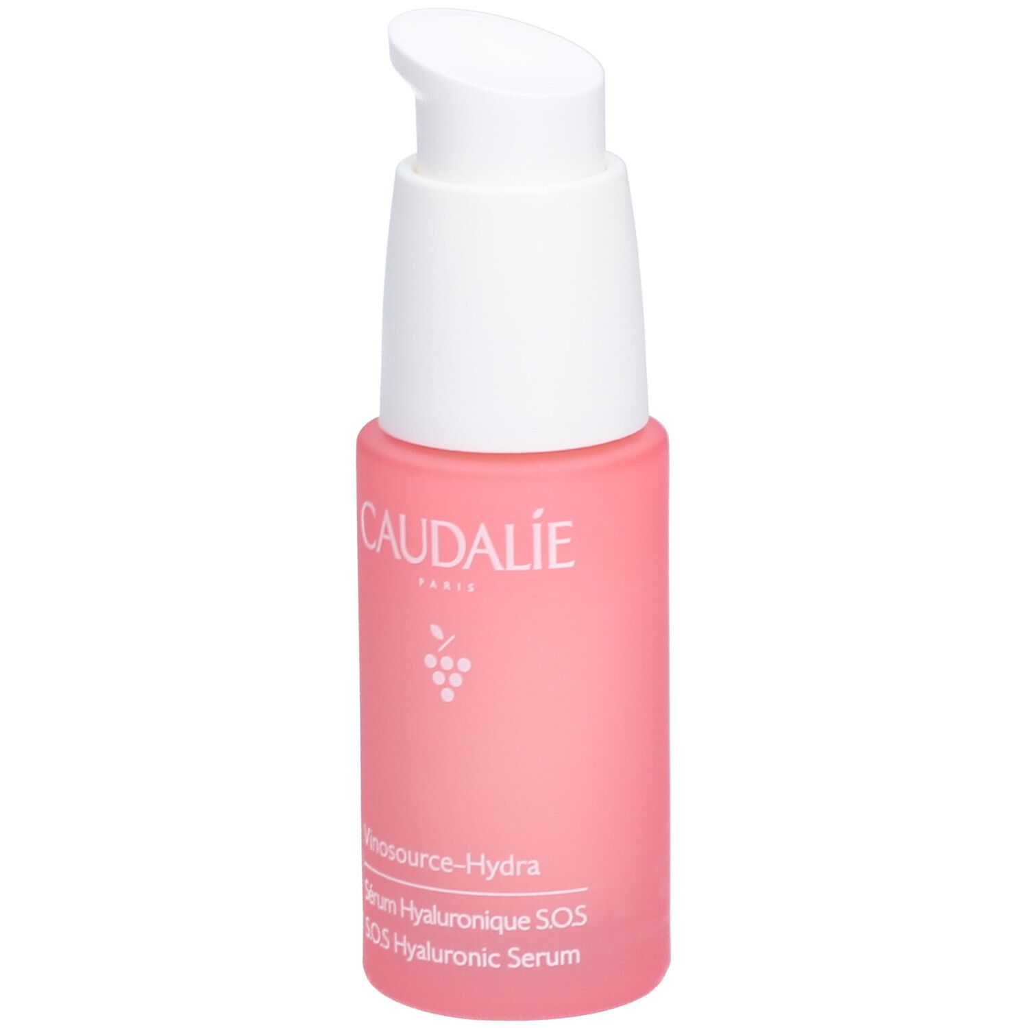 Rosa Flasche mit weißem Pumpkopf. Caudalie-Logo und Produktbezeichnung sind sichtbar.