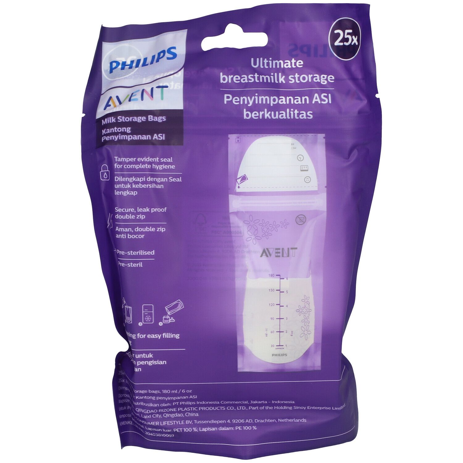 Philips Avent Bewaarzakjes 180 ml Scf603/25 25 St Beutel