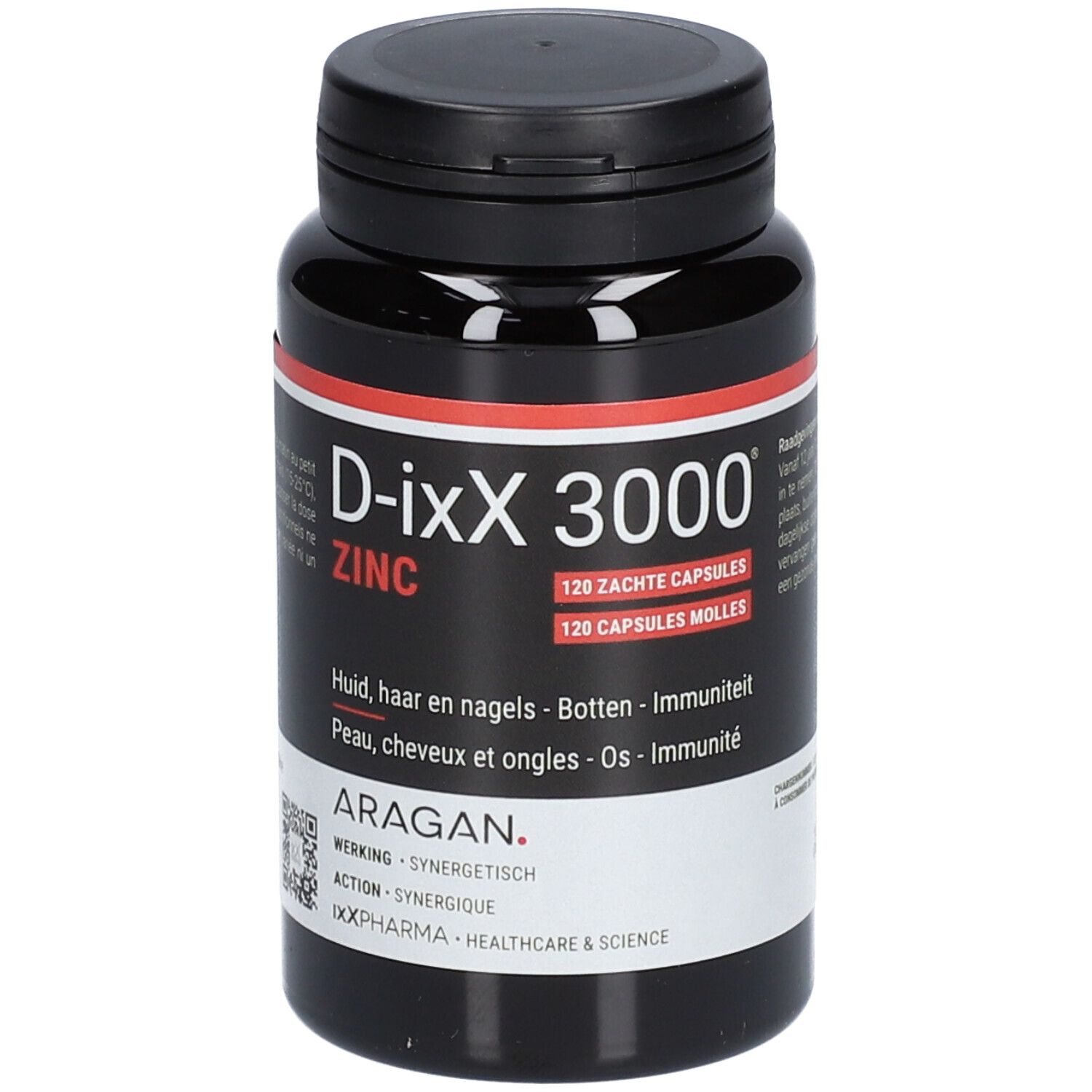 ixX Pharma D-ixX 3000 ZINK | Vitamine D3 IE & Zink 9 mg voor botten, immuniteit huid 120 Capsules