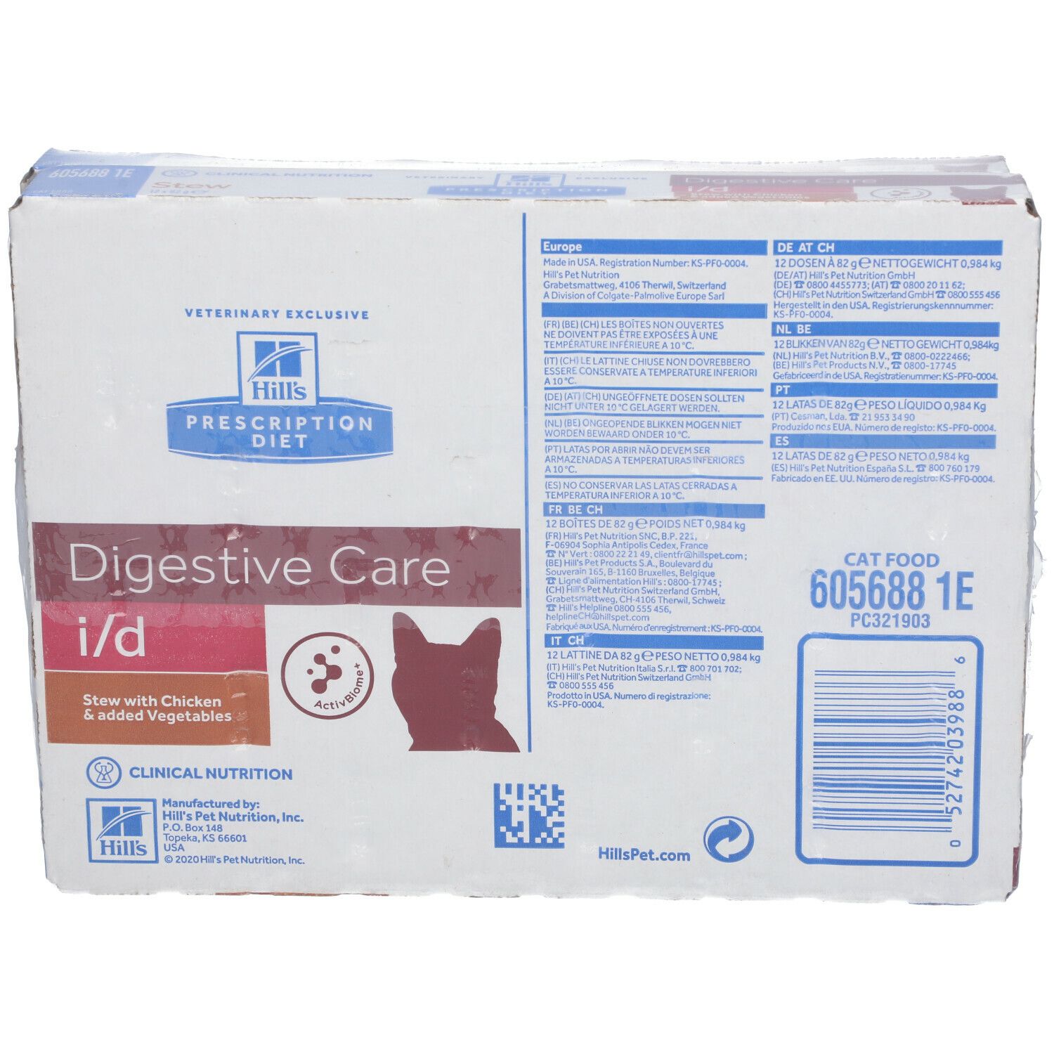 Hill's Prescription Diet I/D Feline Digestive Support Chicken & Veg 24x82 g Futter