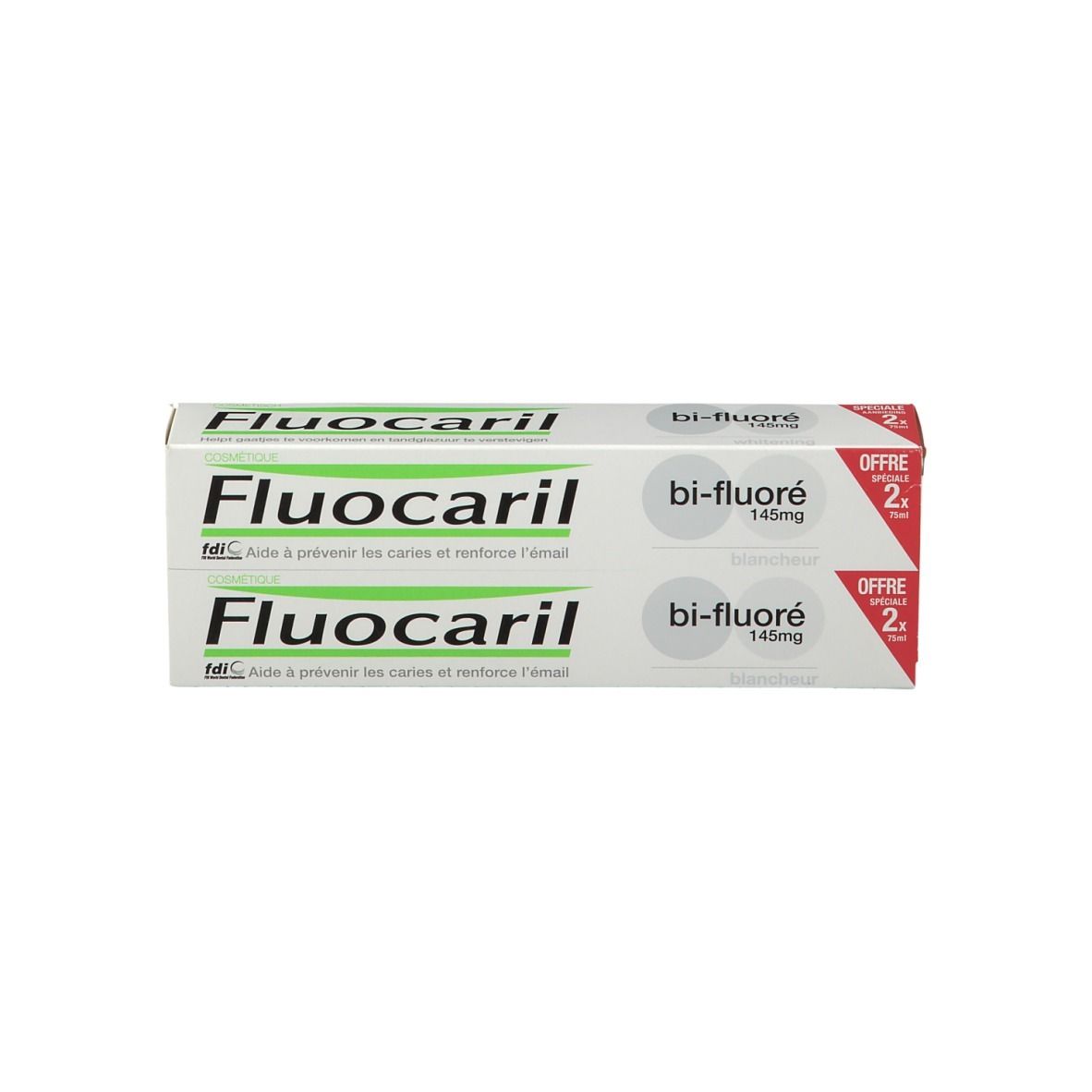 Twee dozen tandpasta Fluocaril bi-fluoré 145mg.