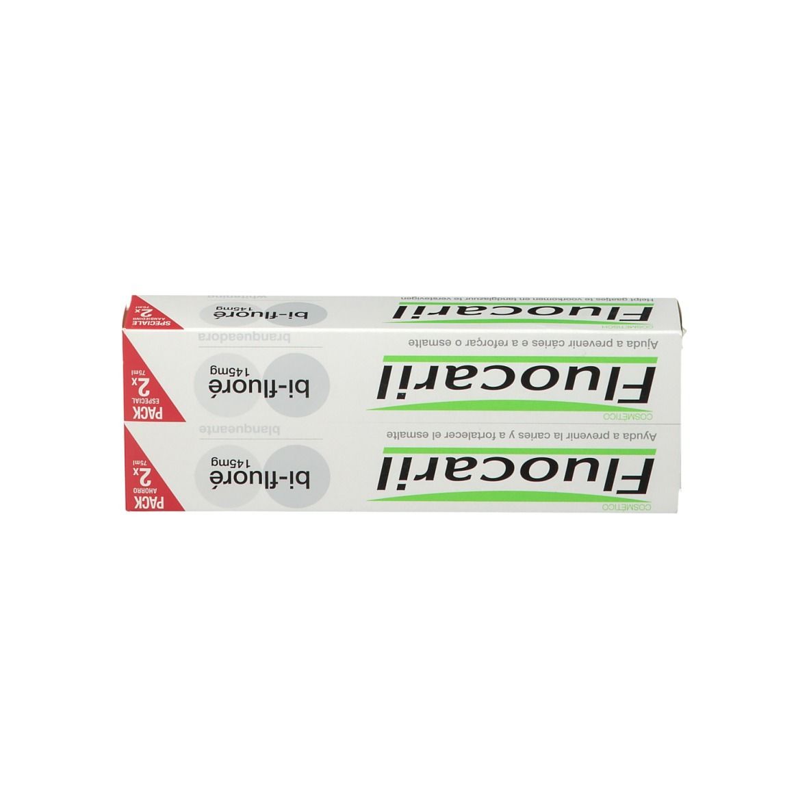 Twee dozen tandpasta Fluocaril bi-fluoré 145mg.