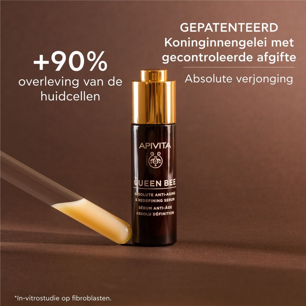 Productafbeelding met reageerbuis. Toont koninginnengelei.