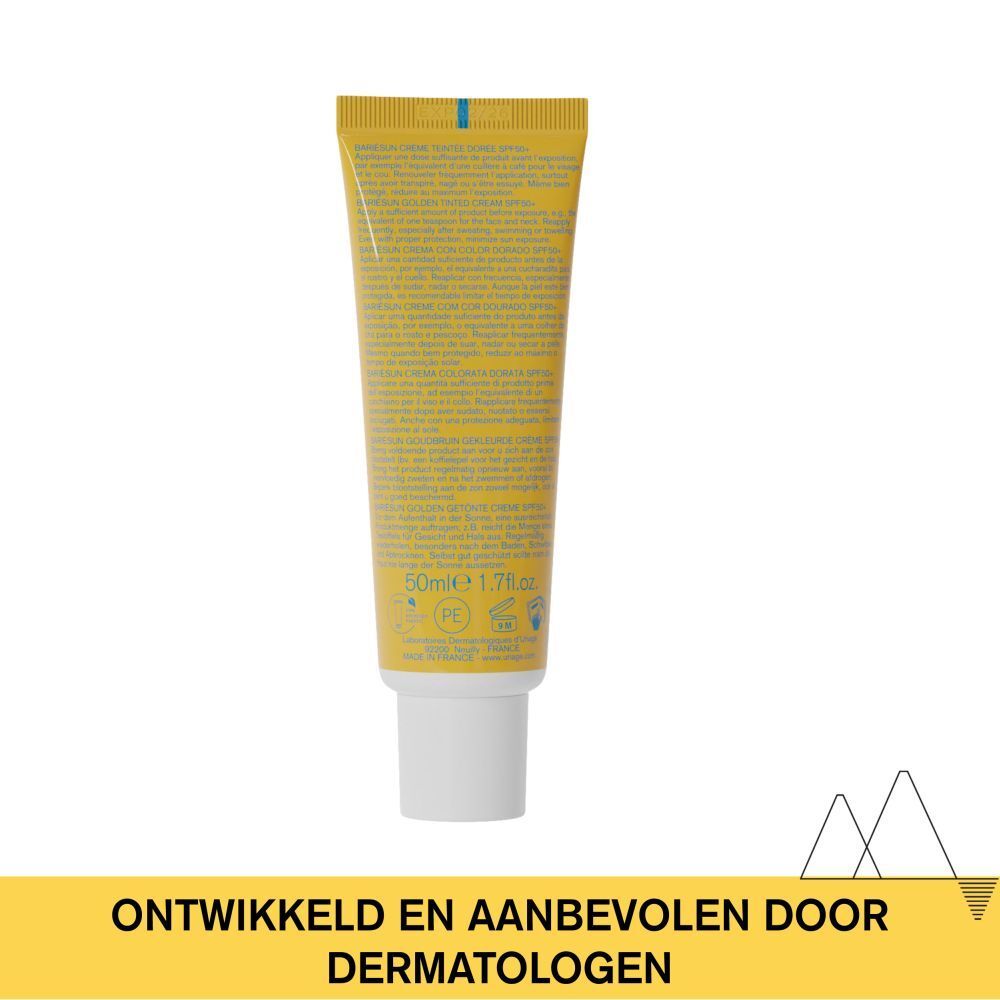 Achterkant van de Uriage Bariésun tube. Nederlandse tekst, 50ml en certificeringen.