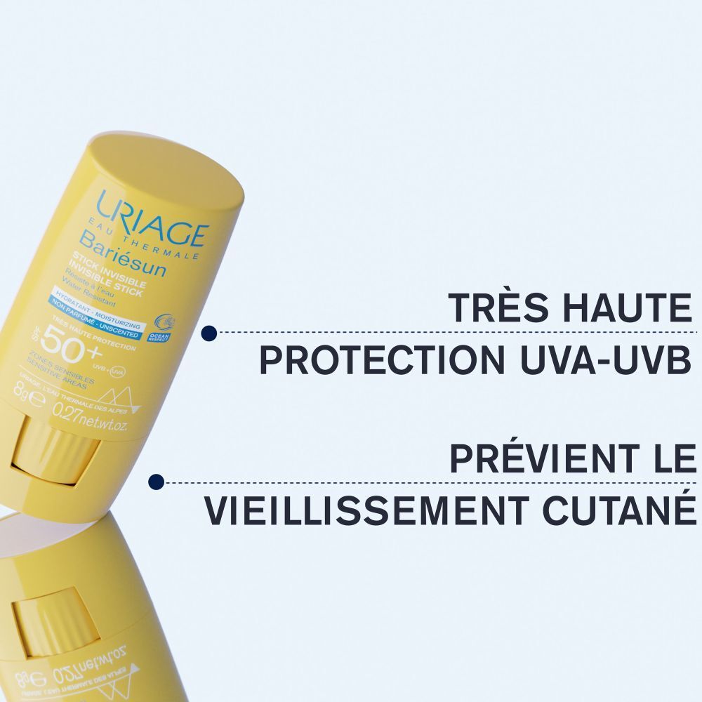 Stick Uriage Bariésun. Ingrédients: Vitamine E, beurre de karité, filtres organiques.