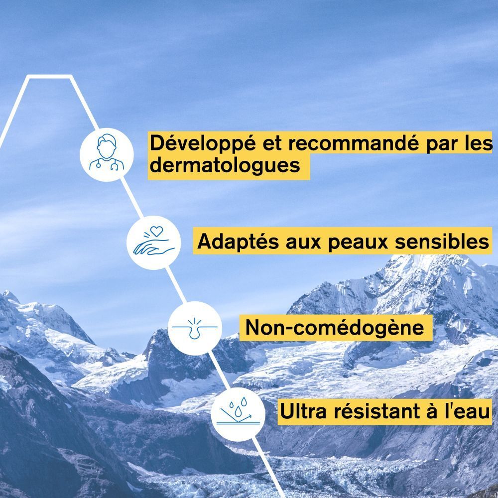 Stick Uriage Bariésun. Texte: Adapté aux peaux sensibles, non comédogène.