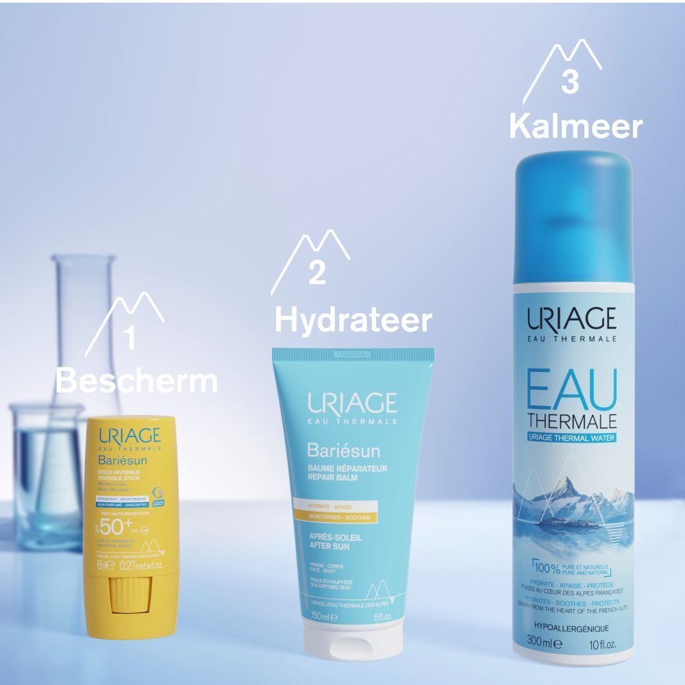 Uriage Bariésun stick. Tekst: Geschikt voor gevoelige huid, niet-comedogeen.