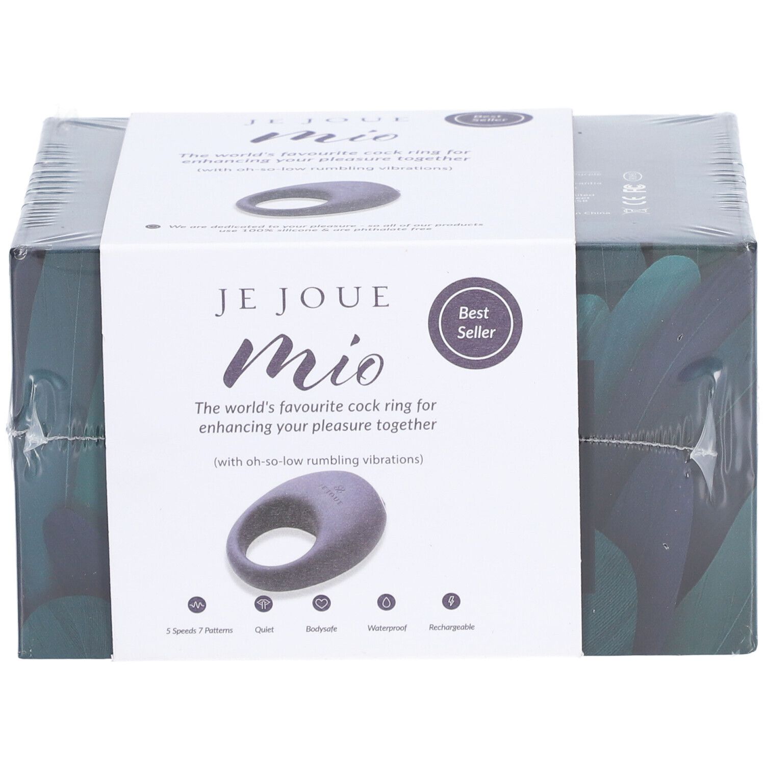 Emballage Je Joue Mio. Produit en forme d'anneau. Best Seller. 7 motifs, silencieux, étanche, rechargeable.