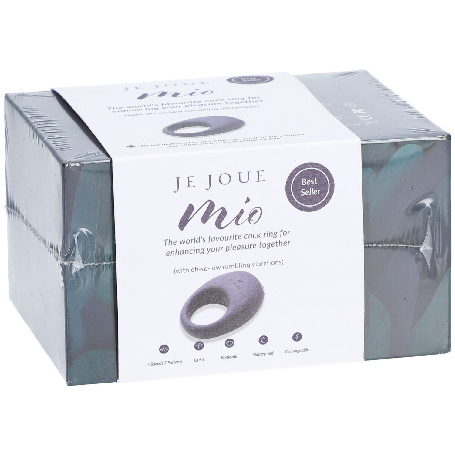 Emballage Je Joue Mio. Produit en forme d'anneau. Best Seller. 7 motifs, silencieux, étanche, rechargeable.