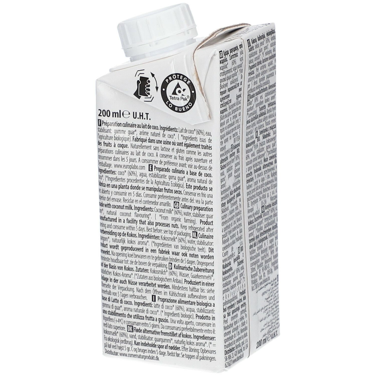 Kartonnen verpakking met schroefdop. Tekst, bio label, volumeaanduiding: 200 ml. Beschermingsinstructies voor de verpakking.