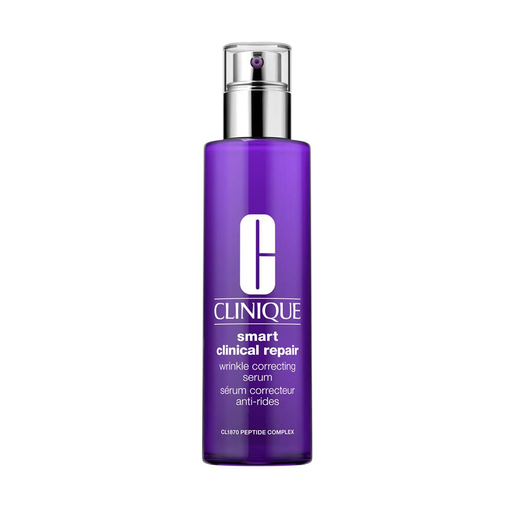 Flacon violet. Sérum anti-rides CLINIQUE Smart Clinical Repair. Avec pompe doseuse.
