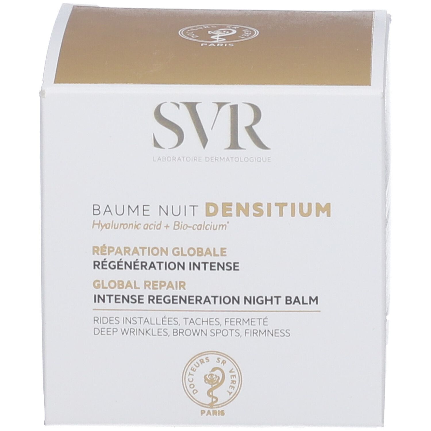Produktverpackung mit Karton. Auf dem Karton steht "BAUME NUIT DENSITIUM".