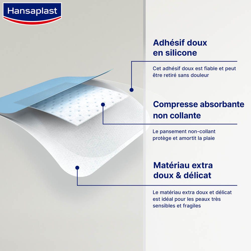 Femme avec pansement au coude. Ultra Sensitive. Pour peaux sensibles. Antibactérien.