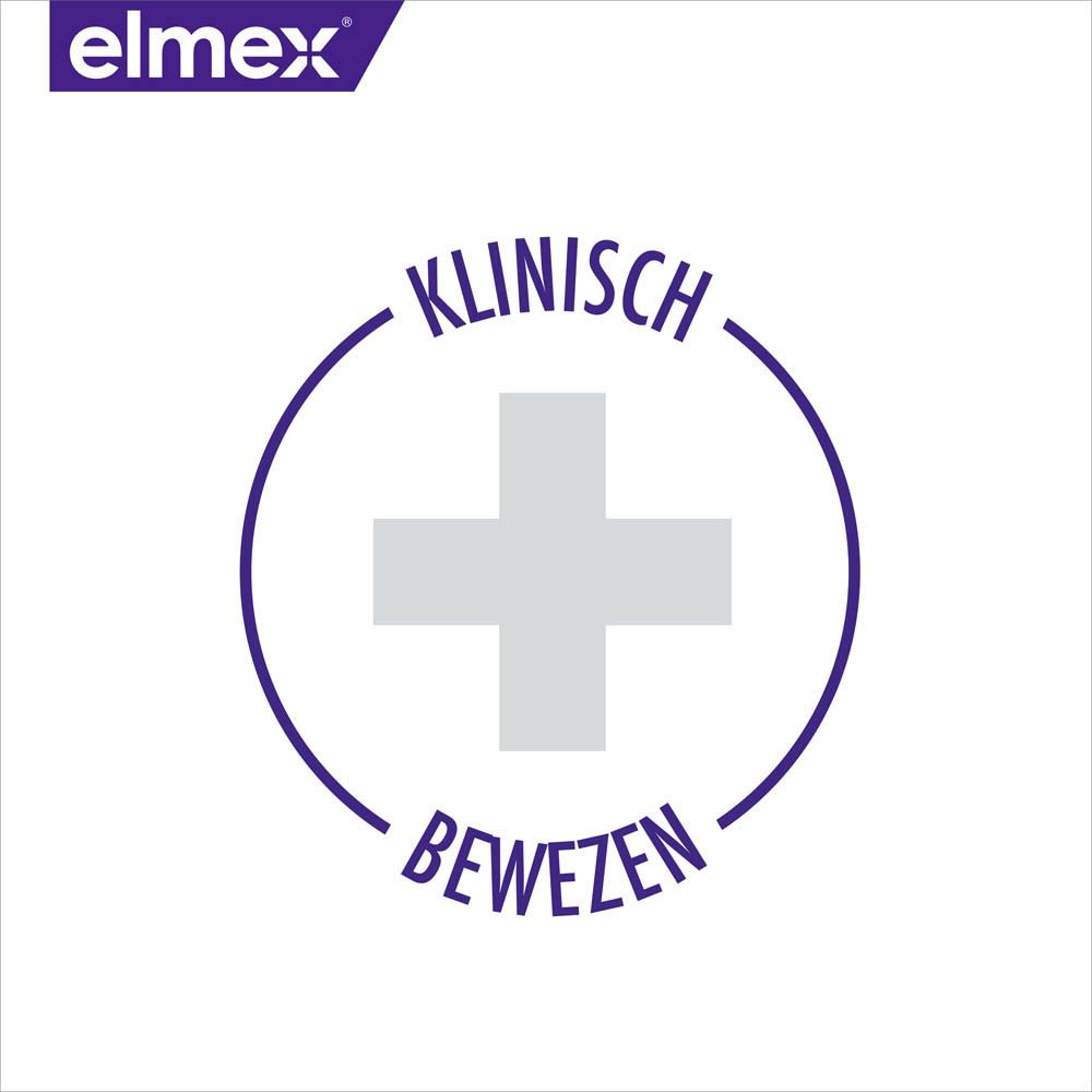 Elmex logo en grafiek. Tekst: Klinisch bewezen.