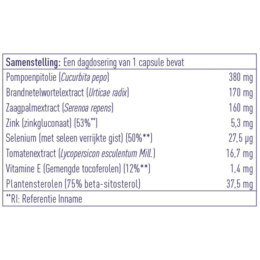 Samenstellingstabel voor Bional Proslavit Forte. Toont ingrediënten en hoeveelheden.