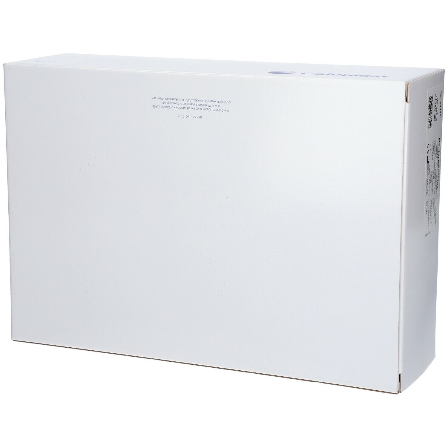 Emballage blanc. Impression avec informations sur le produit. Aucune marque ou nom de produit visible.