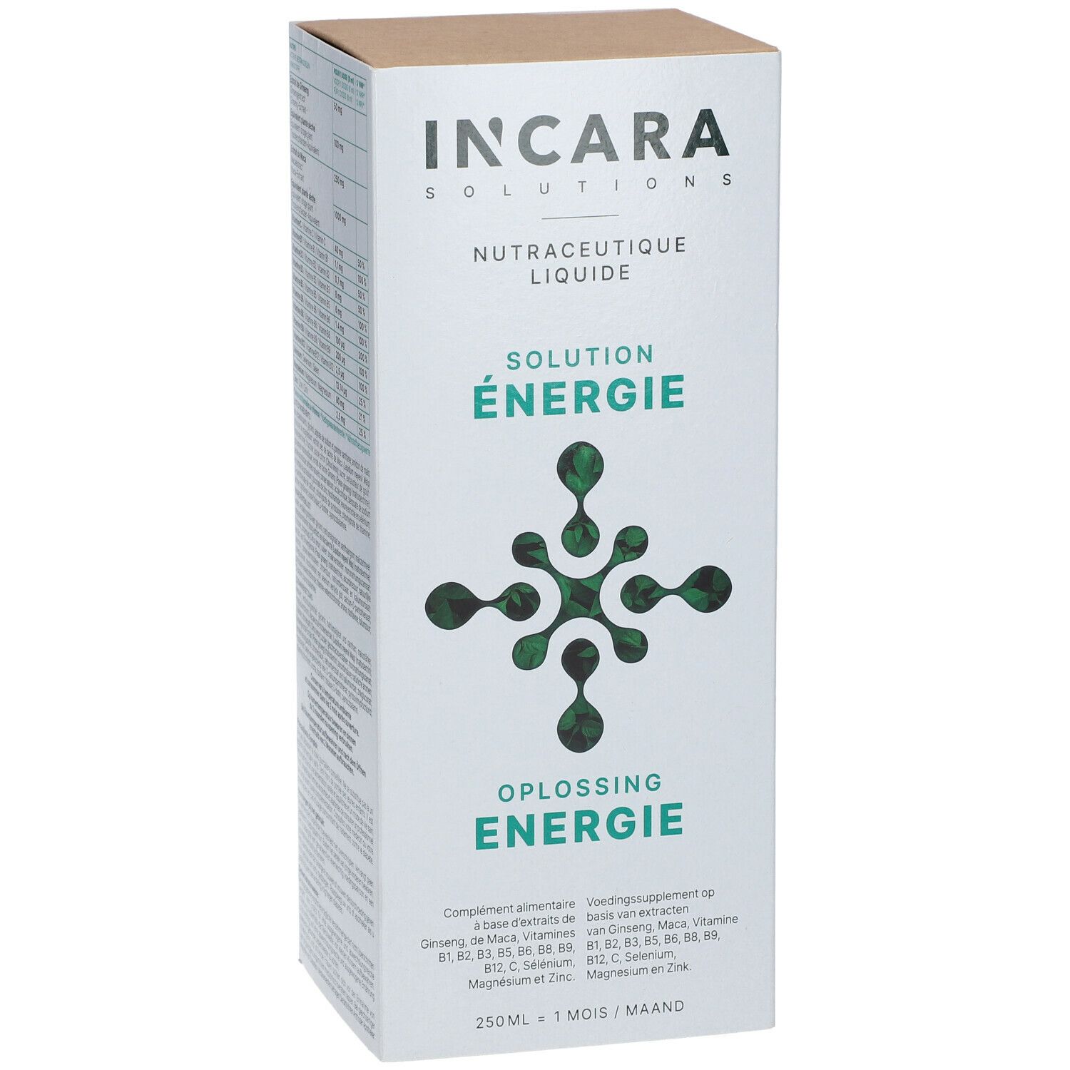 Emballage du produit avec logo et nom du produit. Inscription : Solution Energie. 250ml.